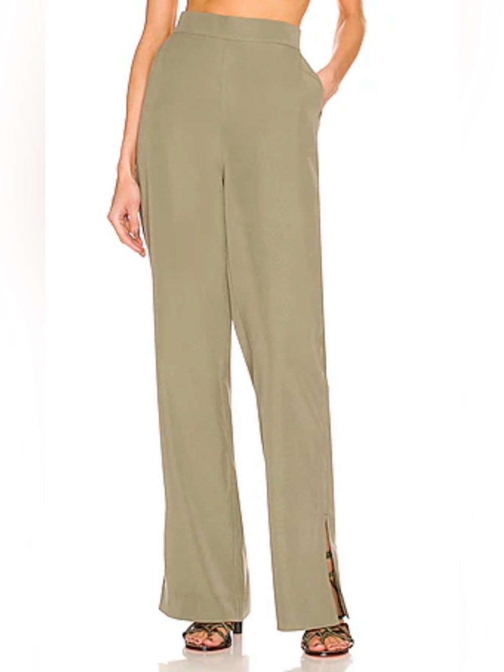 Favorite Daughter Rebound High Waisted Wide Leg pull on Trousers in Olive Green